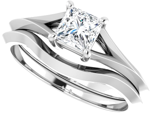 Sužadėtuvių Žiedas „Solitaire“ 585 Baltojo Aukso Square 4.5mm (10)