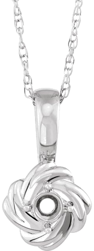 14K White 4 mm Round Knot 18  Necklace Mounting (1)