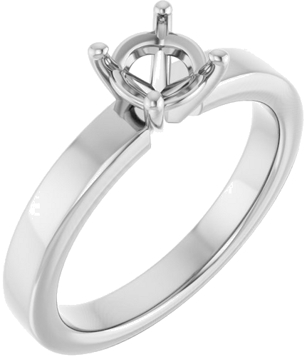 14K White 5.8 mm Round Solitaire Engagement Ring Mounting (1)