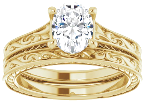 Sužadėtuvių Žiedas „Solitaire Scroll“ 14k yellow gold Oval 8mm x 6mm (8)