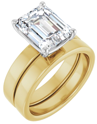 Sužadėtuvių Žiedas „Solitaire“ 14k yellow/white gold Emerald 10mm x 8mm (6)