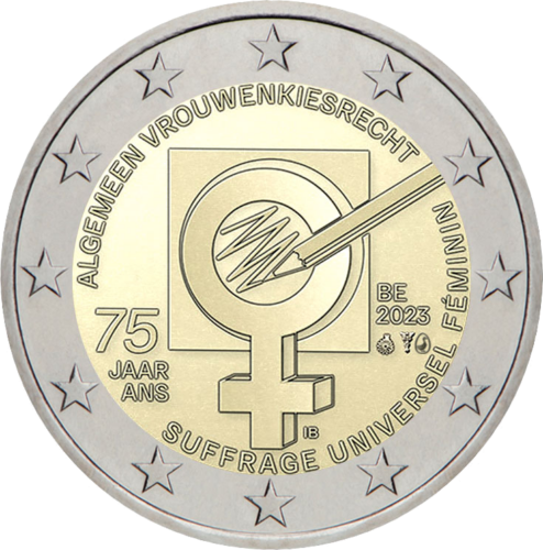 Избирателно право на жените в Белгия Монета от 2 евро 2023 г. (2)