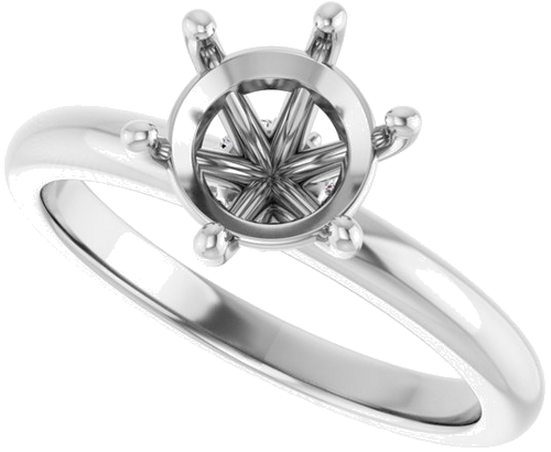 Sužadėtuvių Žiedas „Accented“ 14k white gold Round 7.4mm (4)