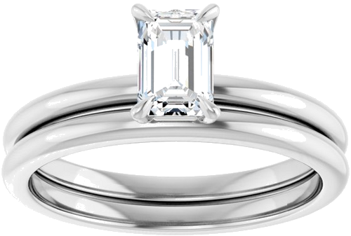 Sužadėtuvių Žiedas „Solitaire“ 585 Baltojo Aukso Emerald 6mm x 4mm (8)