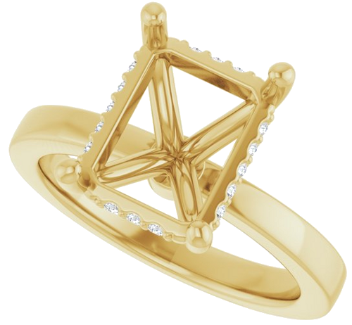 Sužadėtuvių Žiedas „Hidden Halo-Style“ 14k yellow gold Emerald 10mm x 8mm (5)