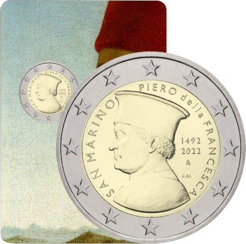 2022 San Marinas Piero della Francesca 2 eurų BU moneta (1)