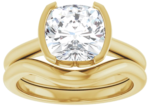 Sužadėtuvių Žiedas „Half-Bezel Solitaire“ 14k yellow gold Cushion 8mm (8)