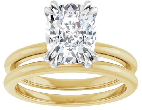 Sužadėtuvių Žiedas „Double Claw-Prong“ 14k yellow/white gold Elongated Cushion 9mm x 7mm (8)