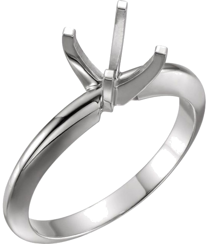 14K White 11-11.4 mm Round 4-Prong Heavy Solitaire Ring Mounting (1)