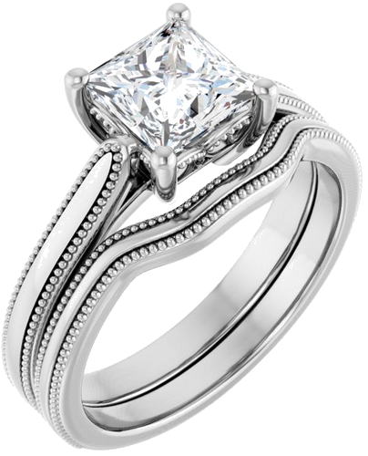 Sužadėtuvių Žiedas „Solitaire“ 14k white gold Square 6mm (6)