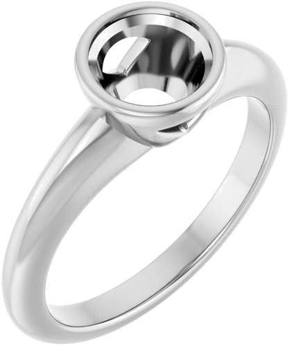 Sužadėtuvių Žiedas „Bezel-Set Solitaire“ 14k white gold Round 6.5mm (1)