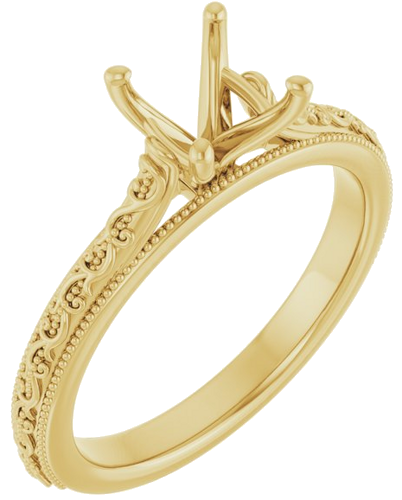 Sužadėtuvių Žiedas „Solitaire Sculptural“ 14k yellow gold Cushion 6mm (1)