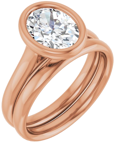 Sužadėtuvių Žiedas „Bezel-Set Solitaire“ 14k rose gold Oval 9mm x 7mm (6)