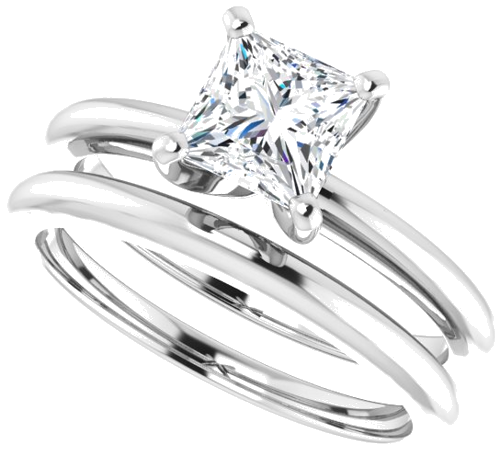 14K White  5.5 mm Square Solitaire Engagement Ring Mounting (10)