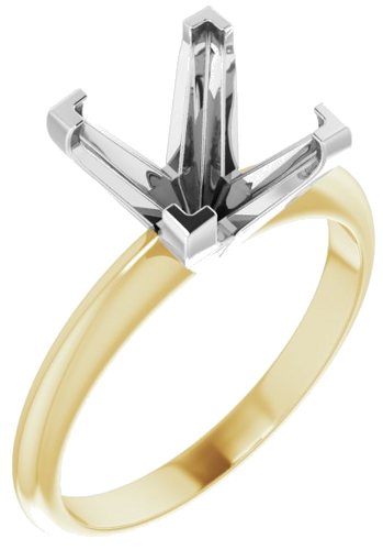 14K Yellow White 8 mm Square V-End 4-Prong Engagement Ring Mounting (1)