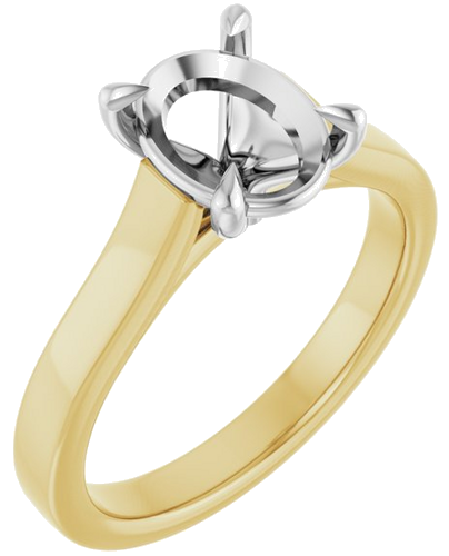 Sužadėtuvių Žiedas „Claw-Prong“ 14k yellow/white gold Oval 9mm x 7mm (1)