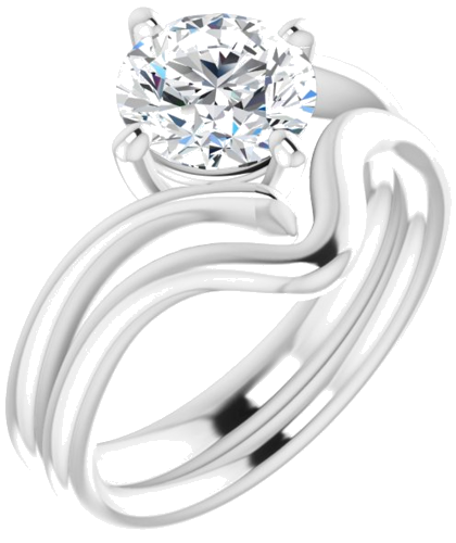 Sužadėtuvių Žiedas „Solitaire Bypass“ 14k white gold Round 7.4mm (6)