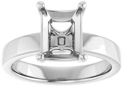 14K White 9x7 mm Emerald Solitaire Engagement Ring Mounting (3)