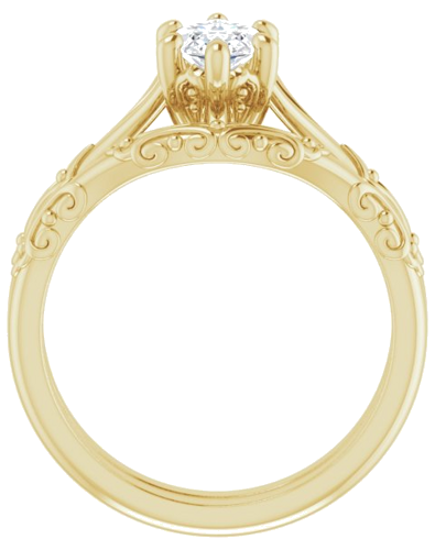 Sužadėtuvių Žiedas „Solitaire Sculptural“ 10k yellow gold Marquise 10mm x 5mm (7)