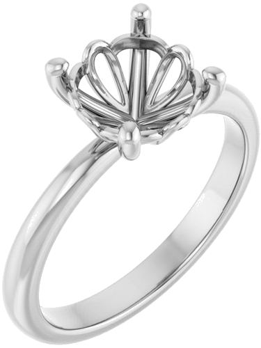 14K White 8.2 mm Round Solitaire Engagement Ring Mounting (1)