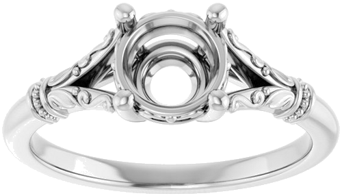 14K White 6.5 mm Round Solitaire Engagement Ring Mounting (3)