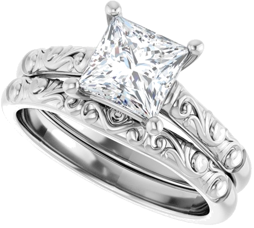 Sužadėtuvių Žiedas „Solitaire“ 14k white gold Square 6mm (10)