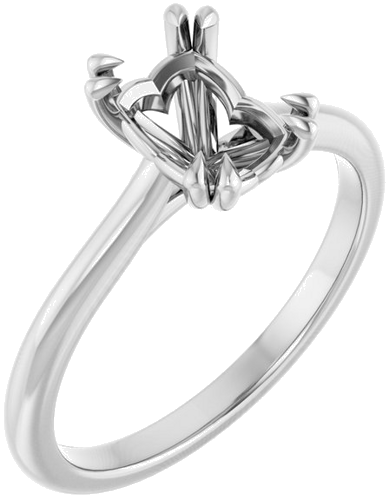 Sužadėtuvių Žiedas „Double Claw-Prong“ 14k white gold Emerald 7mm x 5mm (1)