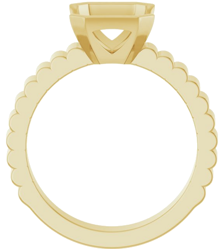 Sužadėtuvių Žiedas „Half-Bezel Solitaire“ 14k yellow gold Emerald 9mm x 7mm (2)