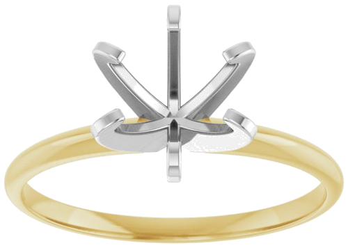 14K Yellow White 7.3-7.7 mm Round 6-Prong Solitaire Engagement Ring Mounting (3)