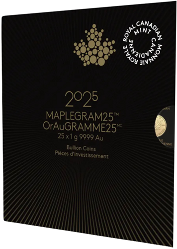 25 x 1 g Maplegram 2025 Kanāda kļavas lapas zelta monētas (8)