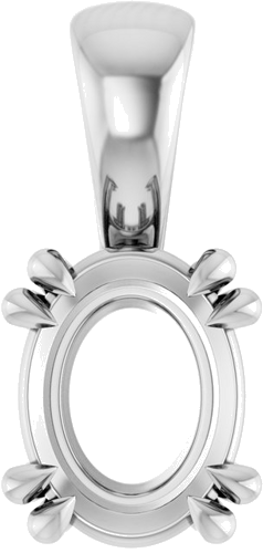 Pakabukas „Double Claw-Prong Solitaire“ 14k white gold Oval 8mm x 6mm (1)