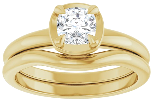 Sužadėtuvių Žiedas „Claw-Prong Solitaire Bezel-Style“ 14k yellow gold Cushion 5mm (8)