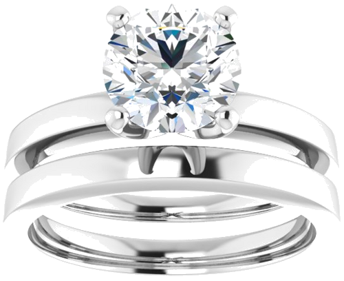 10K White 7.4 mm Round Solitaire Engagement Ring Mounting (8)