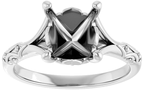Sužadėtuvių Žiedas „Solitaire Sculptural“ 14k white gold Oval 10mm x 8mm (3)