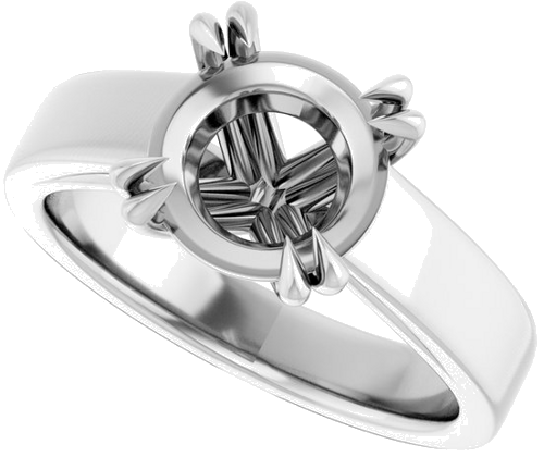 Sužadėtuvių Žiedas „Double Claw-Prong Solitaire“ 14k white gold Round 8.8mm (5)