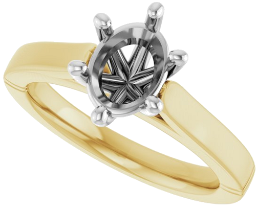 Sužadėtuvių Žiedas „Solitaire“ 14k yellow/white gold Oval 8mm x 6mm (5)