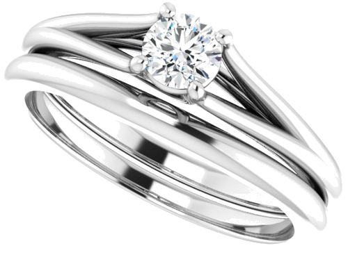 Sužadėtuvių Žiedas „Solitaire“ 14k white gold Round 4.1mm (10)