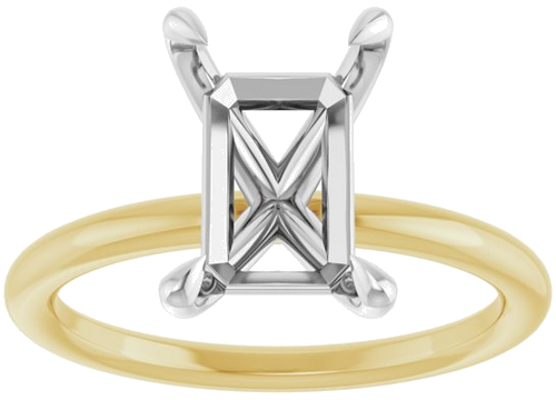 Sužadėtuvių Žiedas „Claw-Prong Solitaire“ 14k yellow/white gold Emerald 10mm x 7mm (3)