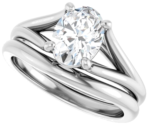 14K White 8x6 mm Oval Solitaire Engagement Ring Mounting (10)