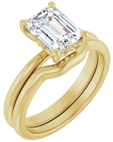 Sužadėtuvių Žiedas „Solitaire“ 585 Geltonojo Aukso Emerald 8mm x 6mm (6)