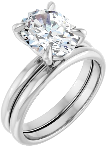 Sužadėtuvių Žiedas „Solitaire“ 585 Baltojo Aukso Oval 10mm x 8mm (6)