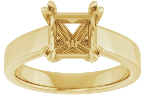 Sužadėtuvių Žiedas „Double Claw-Prong Solitaire“ 10k yellow gold Square 7mm (3)