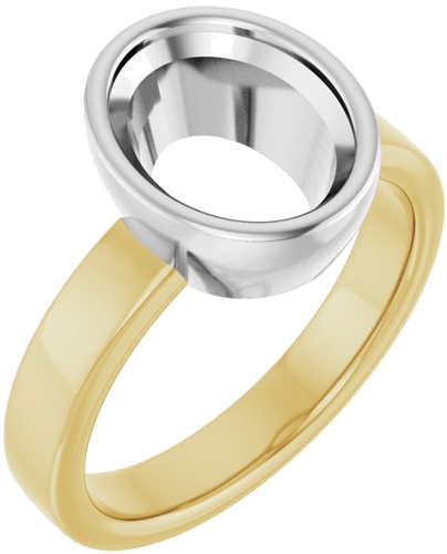 Sužadėtuvių Žiedas „Bezel-Set Solitaire“ 14k yellow/white gold Oval 10mm x 8mm (1)