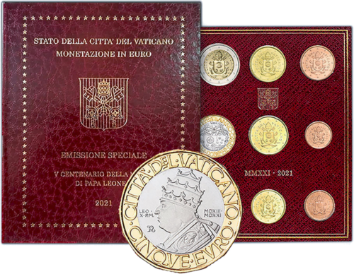 2021 Vatikanas BU Euro monetų rinkinys su 5 eurų moneta (3)