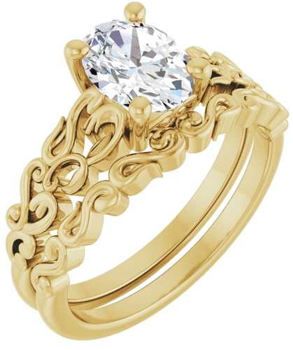 Sužadėtuvių Žiedas „Solitaire Sculptural“ 14k yellow gold Oval 8mm x 6mm (6)