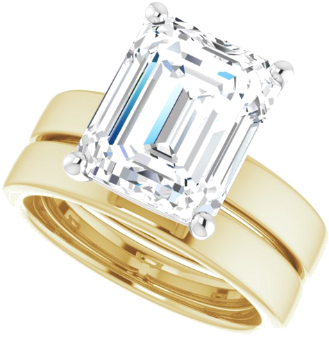 Sužadėtuvių Žiedas „Solitaire“ 14k yellow/white gold Emerald 11mm x 9mm (10)