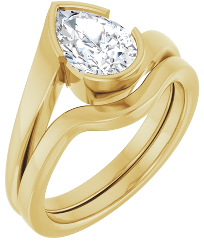 Sužadėtuvių Žiedas „Half-Bezel Solitaire“ 14k yellow gold Pear 9mm x 6mm (6)