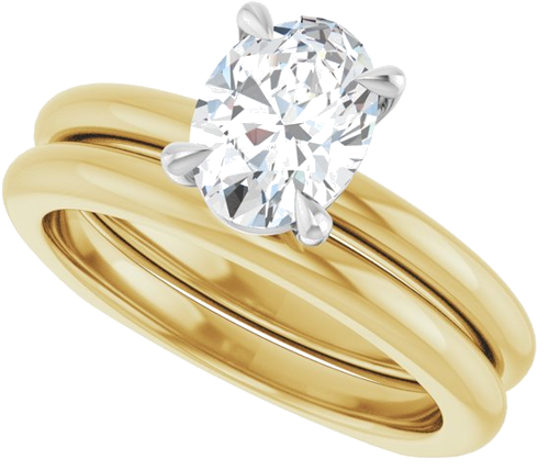 Sužadėtuvių Žiedas „Claw-Prong Euro Shank“ 14k yellow/white gold Oval 8mm x 6mm (10)
