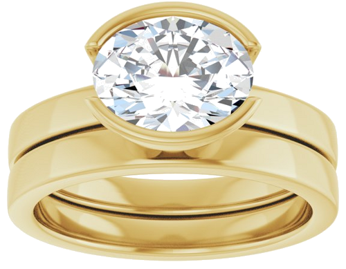 Sužadėtuvių Žiedas „Half-Bezel Solitaire“ 14k yellow gold Oval 9mm x 7mm (8)