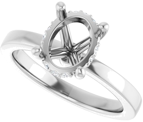 Sužadėtuvių Žiedas „Hidden Halo-Style“ 14k white gold Oval 9mm x 7mm (5)